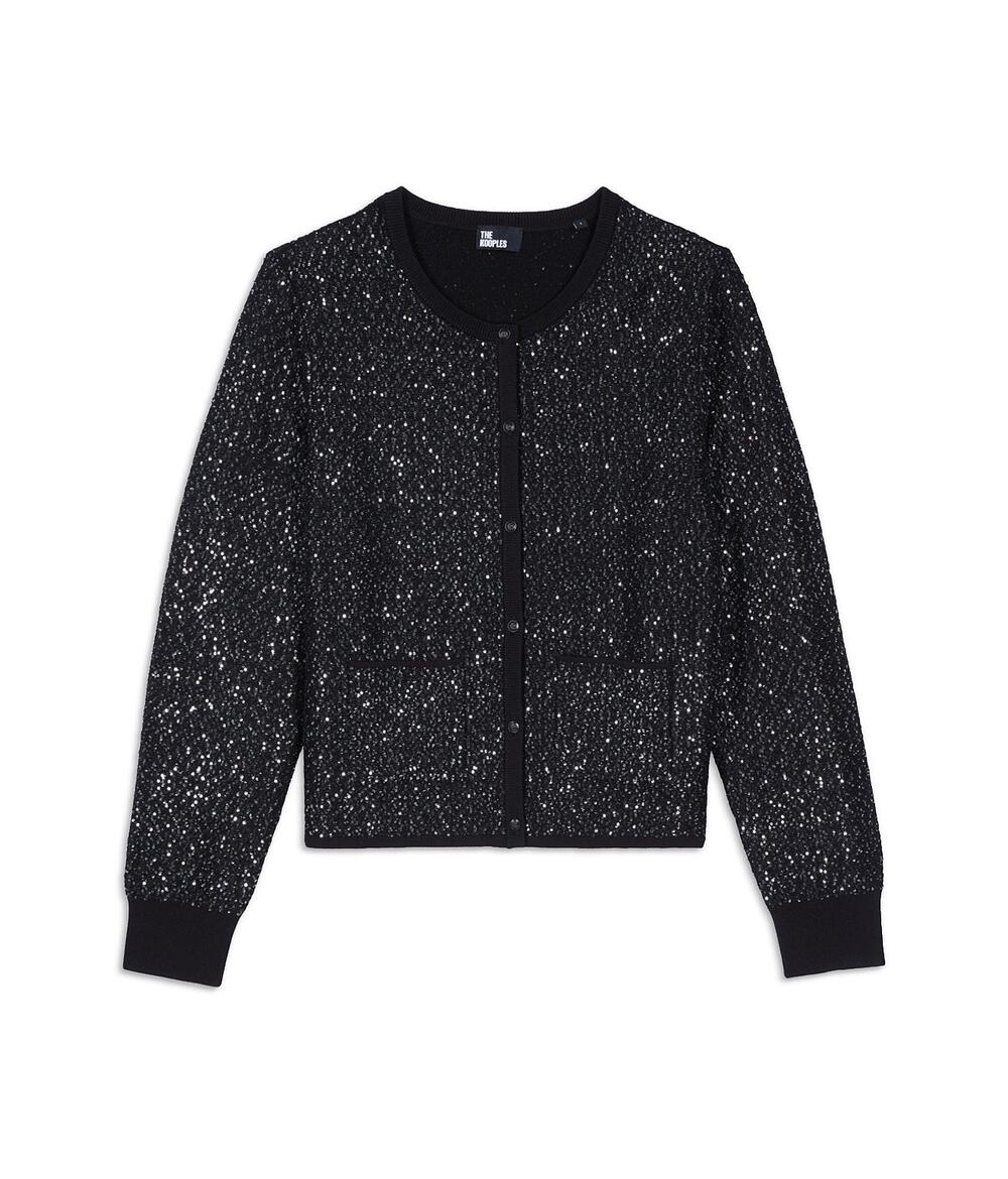 New the Kooples sequin black cardigan size 3 L